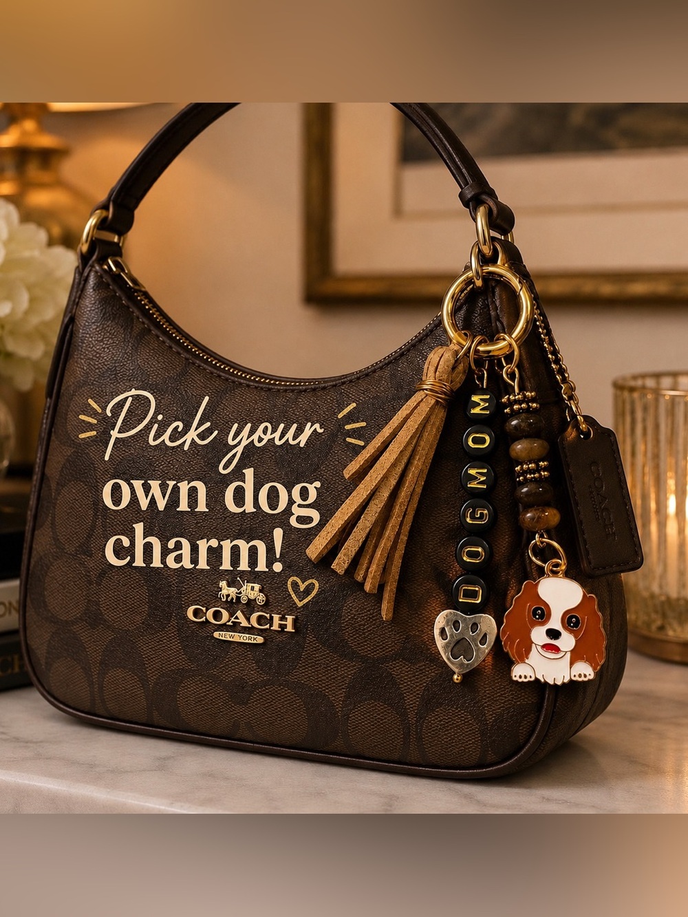 🐾 Hand Crafted Dog Mom Charm/Key Ring: PICK YOUR DOG 🐶